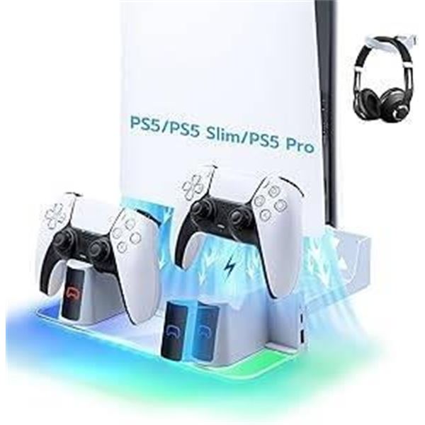 PS5 Wall Mount with Controller Charging Dock for PS5 DualSense Controllers