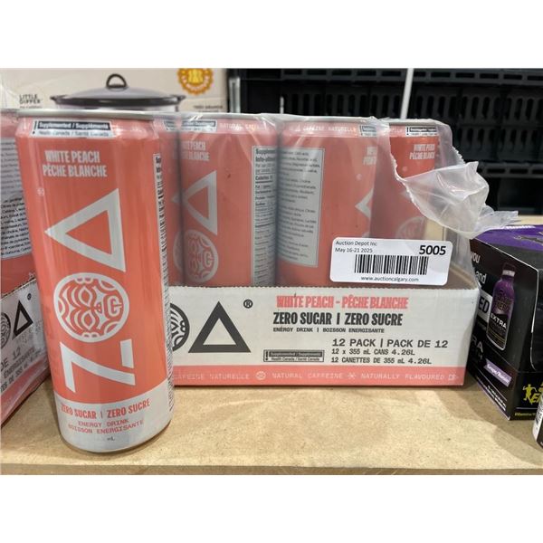 Zoa White Peach Energy Drink 12-Pack, 355 mL Cans