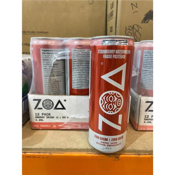 Zoa Energy Drink Strawberry Watermelon Zero Sugar 12 Pack (355 mL Cans, 4.26 L)