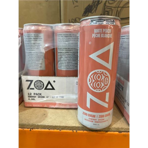 ZOA 12-Pack Energy Drink, White Peach, 355 mL Cans