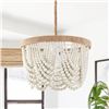 Image 1 : VILUXY Bohemia Wood Beaded 3-Light Fixture, Model AC128-3