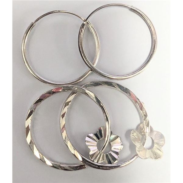 $60 Silver 2 Hoop Earring  Set