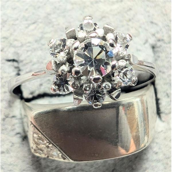 $70 Silver 2 Cz Ring  Set