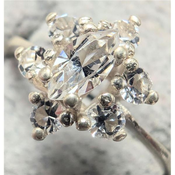 Silver Cz Cluster Ring