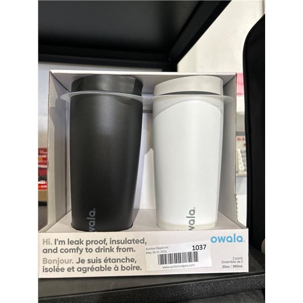 Owala SmoothSip 2-Pack Insulated Tumblers, Black and White, 20 oz