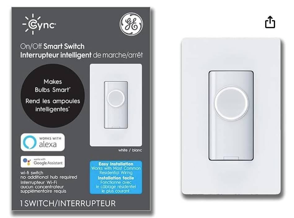 GE Cync On/Off Smart Switch With Wi-Fi Connectivity, Works With Alexa ...