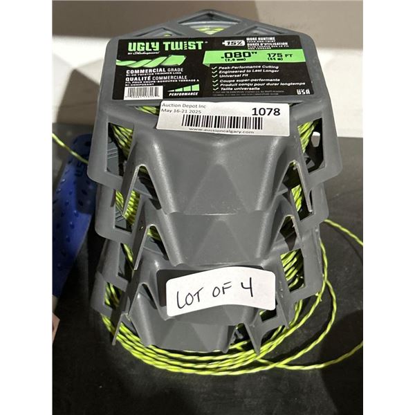 Ugly Twist 0.080 in. Trimmer Line, 175 ft, Lot of 4 Rolls