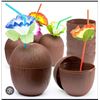 Image 1 : Prextex Coconut Cups With Hibiscus Straws – 18 Pack