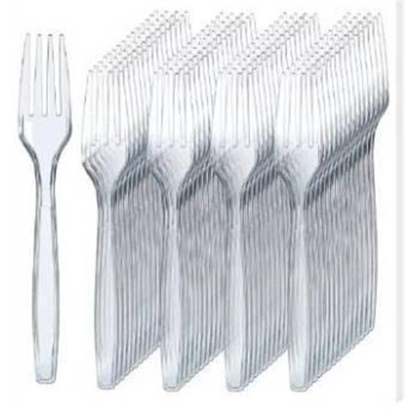 Prestee 300 Clear Plastic Forks – Heavy Duty Utensils – Disposable Forks [x=#8211/