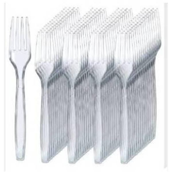 Prestee 300 Clear Plastic Forks – Heavy Duty Utensils – Disposable Forks [x=#8211/