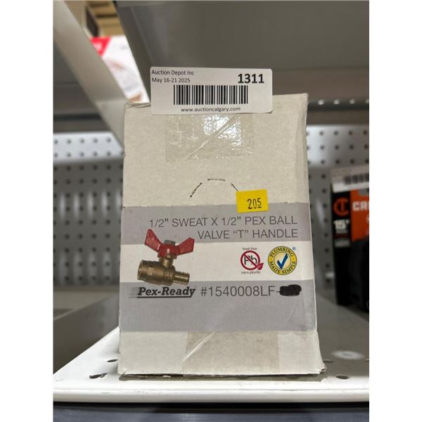 Waterline Pex-Ready 1/2 in. Sweat x 1/2 in. Pex Ball Valve with 1 in. Handle  10pcs