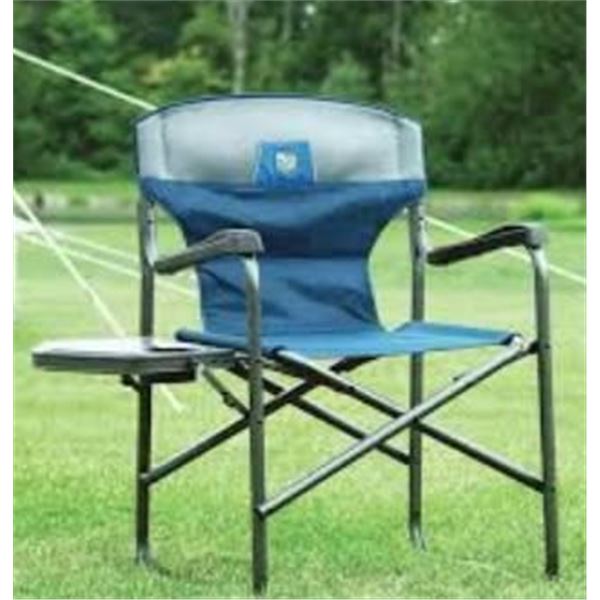 Timber Ridge Blue Folding Chair with Side Table and Cup Holder