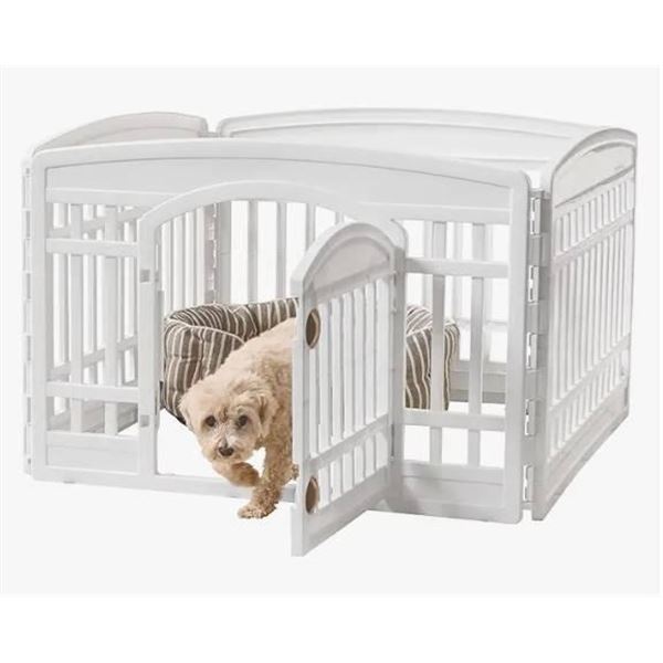 Iris 4-Panel Dog Pen with Door, 60 cm Tall Foldable Fence Puppy Pet Playpen Indoor Outdoor [x=#8211/