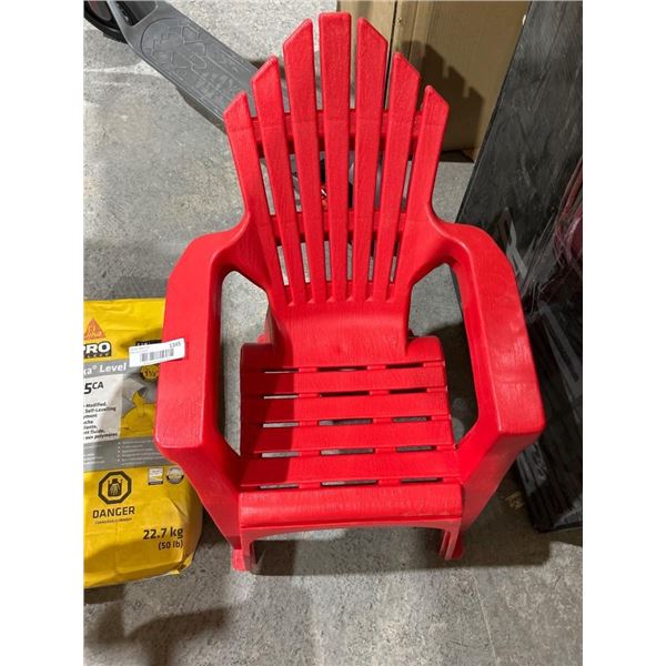 Kids Red Plastic Adirondack-Style Chair  Lot of 2