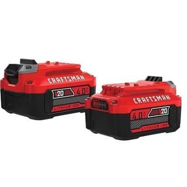 Craftsman V20 Lithium Ion Battery Set, 4.0Ah, 2-Pack
