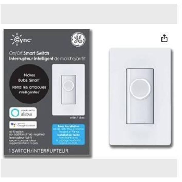 GE Cync On/Off Smart Switch With Wi-Fi Connectivity, Works With Alexa and Google Assistant