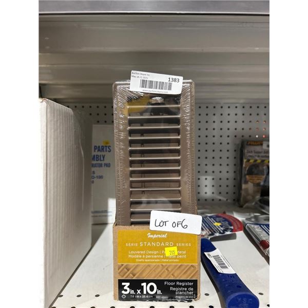 Lot of 6 Supreme Series Floor Register 3 in. x 10 in