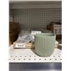 Image 2 : 8 Green Ribbed Ceramic Planters for Indoor Use