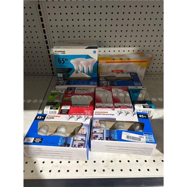 Lot of Assorted Light Bulbs Including Sylvania and Luminus Variants