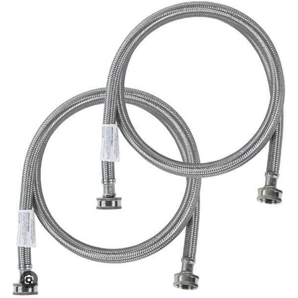 Lot of 2 Aqua-Dynamic 48-Inch Braided Stainless Steel Washing Machine Hose