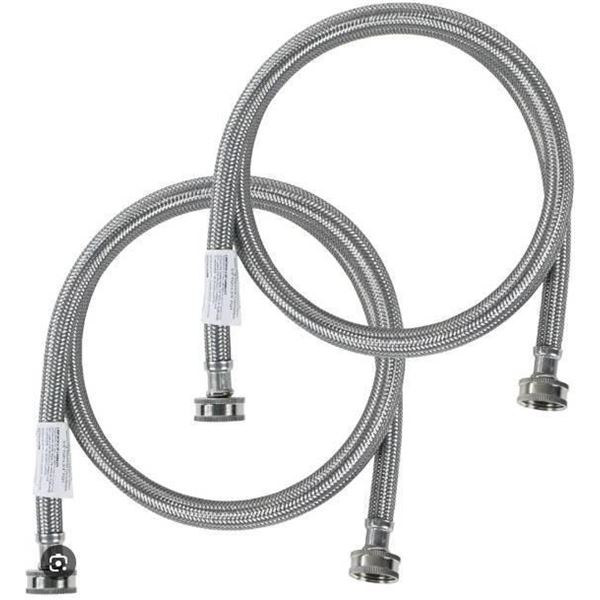 Lot of 2 Aqua-Dynamic 48-Inch Braided Stainless Steel Washing Machine Hose