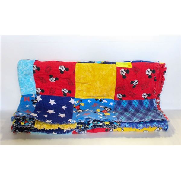 QUILT HOME-MADE FLANNEL MICKEY MOUSE (50" X 65")