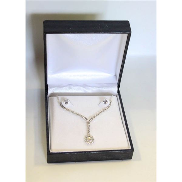 ESTATE SOLITAIRE EARRINGS & NECKLACE IN
