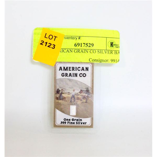 1 AMERICAN GRAIN CO SILVER BAR