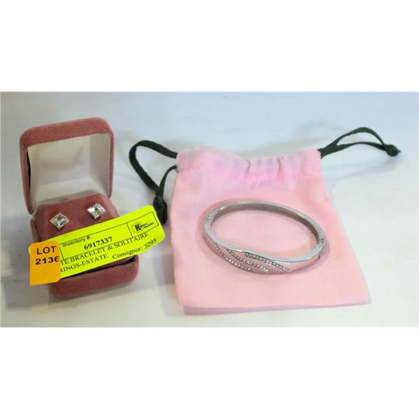ESTATE BRACELET & SOLITAIRE EARRINGS-ESTATE