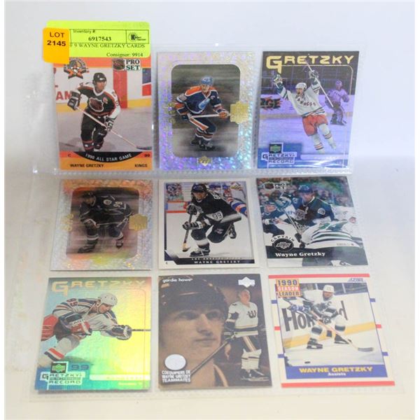 LOT OF 9 WAYNE GRETZKY CARDS