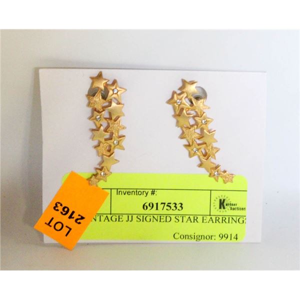 VINTAGE JJ SIGNED STAR EARRINGS