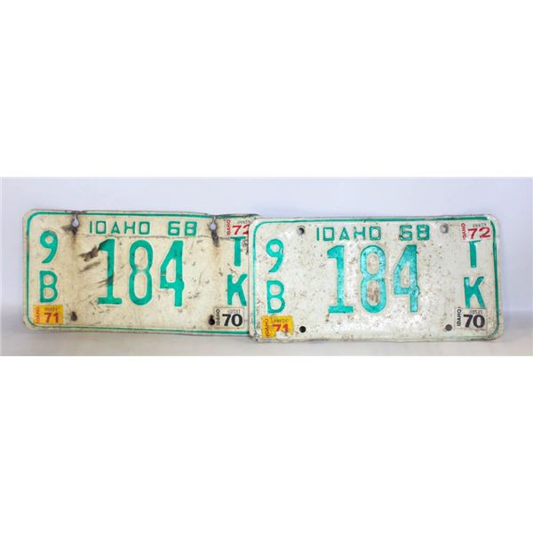 1968 MATCHING IDAHO LICENSE PLATES