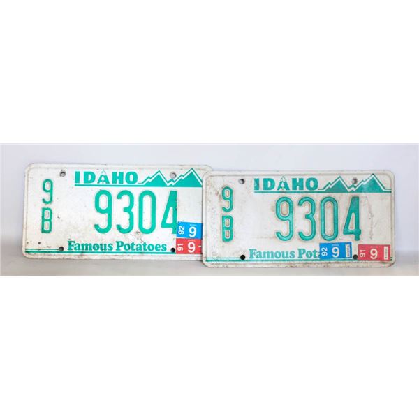 MATCHING IDAHO BLAINE COUNTY LICENSE PLATES