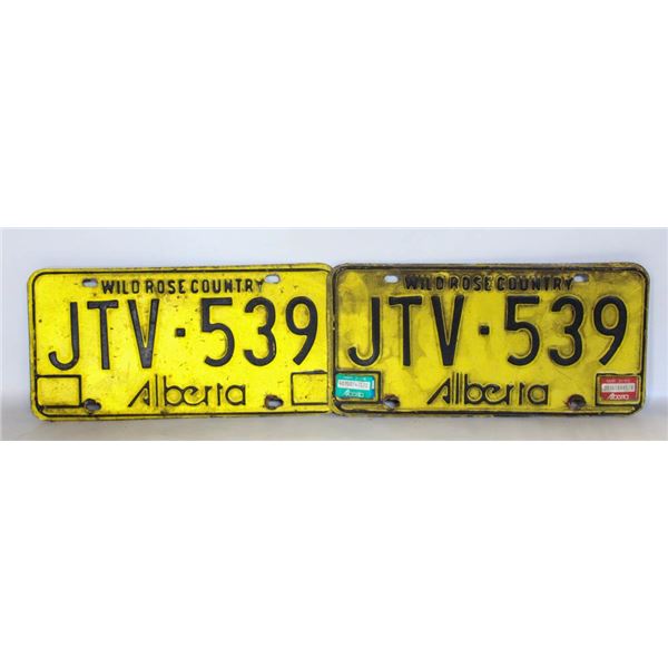 MATCHING VINTAGE ALBERTA LICENSE PLATES