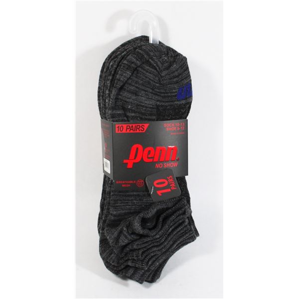 NEW 10 PAIR PACK OF PENN NO SHOW SOCKS