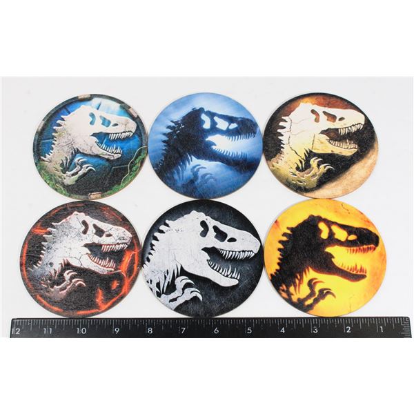 6 NEW WOOD JURASSIC PARK THEME COASTERS