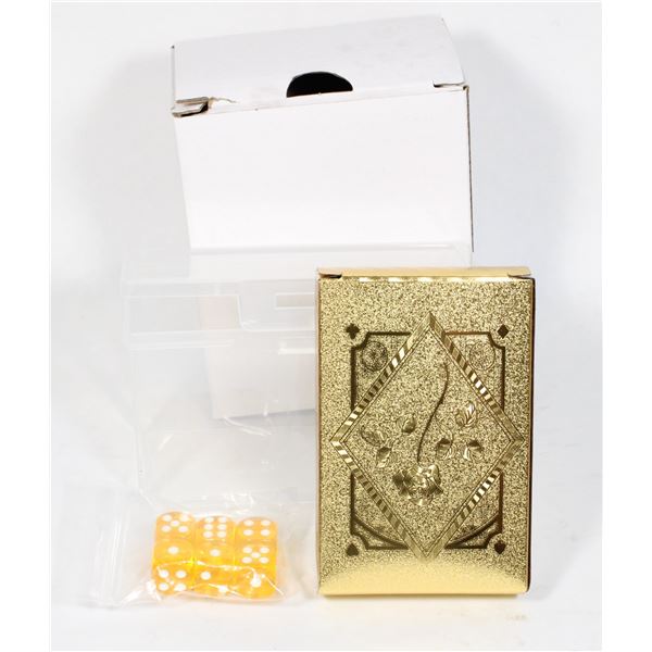NEW WATERPROOF GOLDEN CARD SET WITH DICE AND