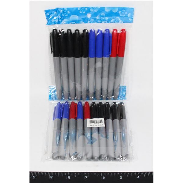 2 NEW PACKS OF PERMANENT MARKERS. BLACK, BLUE AND
