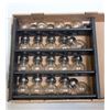 Image 1 : VINTAGE SPICE RACK WITH 19 GLASS SPICE CONTAINERS