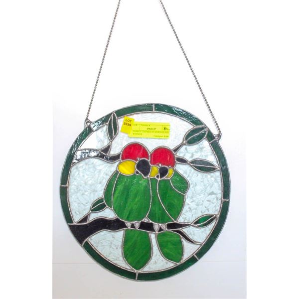 PARROT THEMED STAINED-GLASS WINDOW