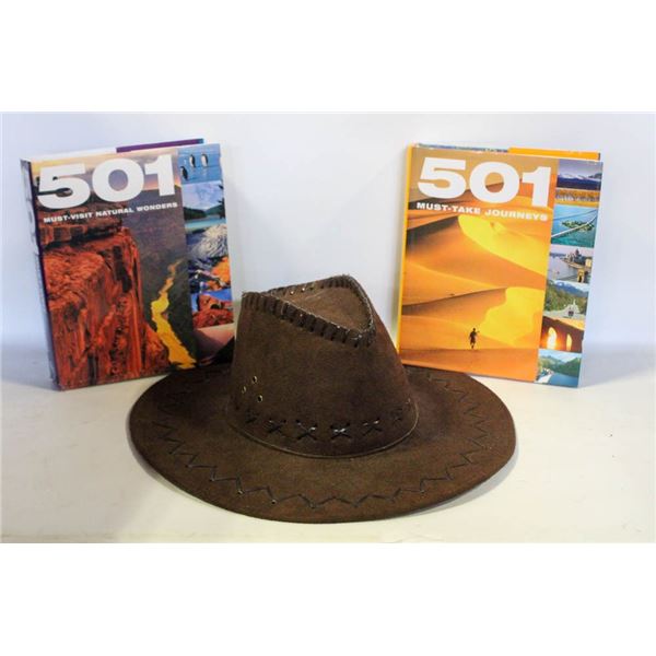 LOT W/ COWBOY HAT,  501 MUST VISITS BOOK &