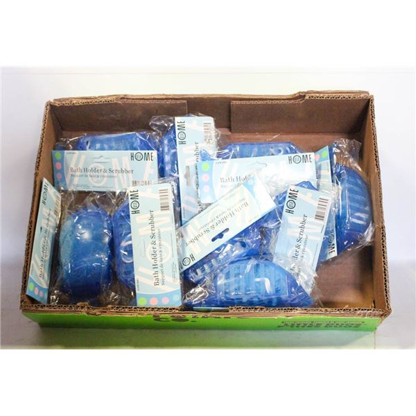 LOT OF 11 NEW BATH HOLDERS & SPONGES
