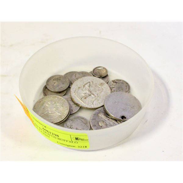 DISH CAN $1 OLD US BUFFALO NICKELS 5-CENT