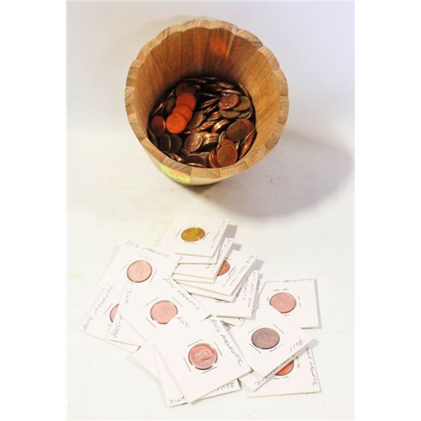 WOODEN BOWL & PENNIES