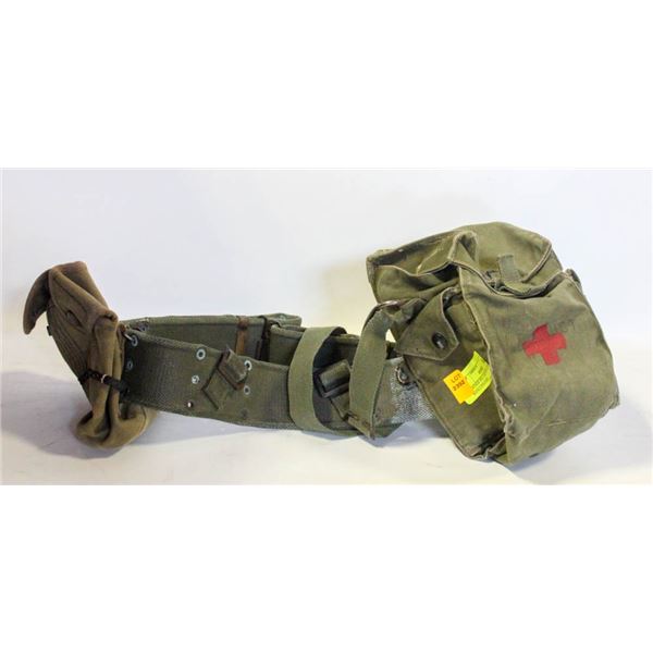 VINTAGE MILITARY FIRST-AID BELT WITH 2 POUCHES
