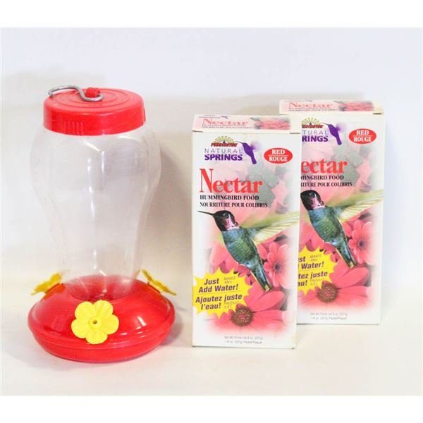 HUMMINGBIRD FEEDER + NECTAR FOOD