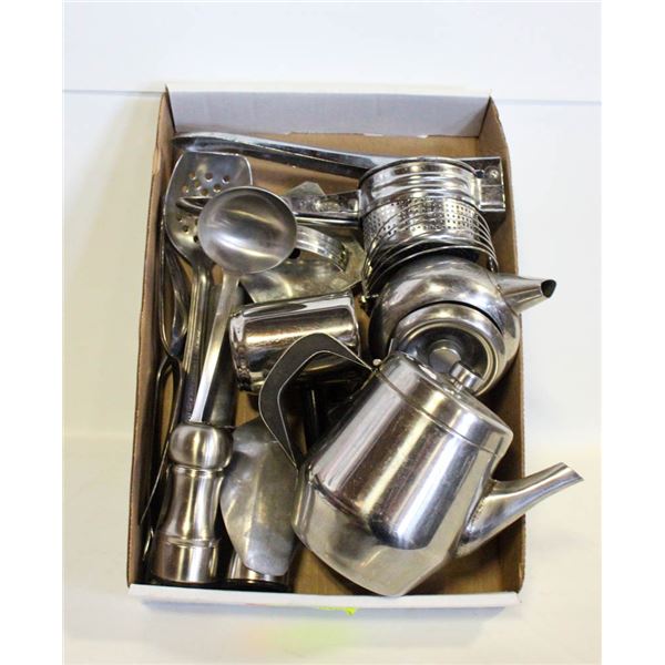 VINTAGE SILVER TEAPOTS, ICE-CREAM SCOOP,