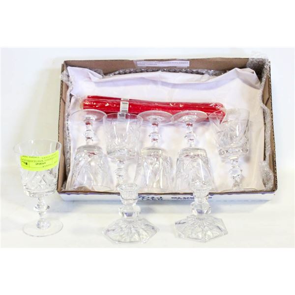 (12) PINWHEEL CRYSTAL WINE GLASSES (5.5")  &