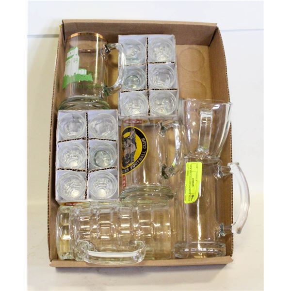 NEW SHOT GLASSES & BEER MUGS (5-7" HIGH)