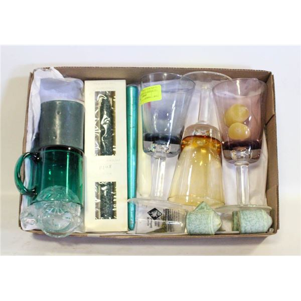 (16) DESSERT GLASSES (8") SHOT GLASS, MUG, CANDLE